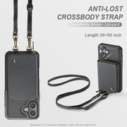 For iPhone 16 JEEHOOD C22 Series Zipper Wallet Leather Phone Case with Dual Lanyard(Black)