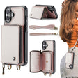 For iPhone 16 JEEHOOD C22 Series Zipper Wallet Leather Phone Case with Dual Lanyard(Rose Gold) - free shipping - PMC TechLife - Order now!