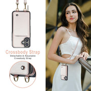 For iPhone 16 JEEHOOD C22 Series Zipper Wallet Leather Phone Case with Dual Lanyard(Rose Gold)