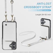 For iPhone 16 JEEHOOD C22 Series Zipper Wallet Leather Phone Case with Dual Lanyard(White)