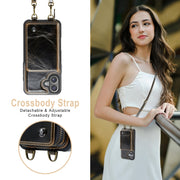 For iPhone 16 JEEHOOD C22 Series Zipper Wallet Leather Phone Case with Dual Lanyard(Coffee)