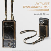 For iPhone 16 JEEHOOD C22 Series Zipper Wallet Leather Phone Case with Dual Lanyard(Coffee)