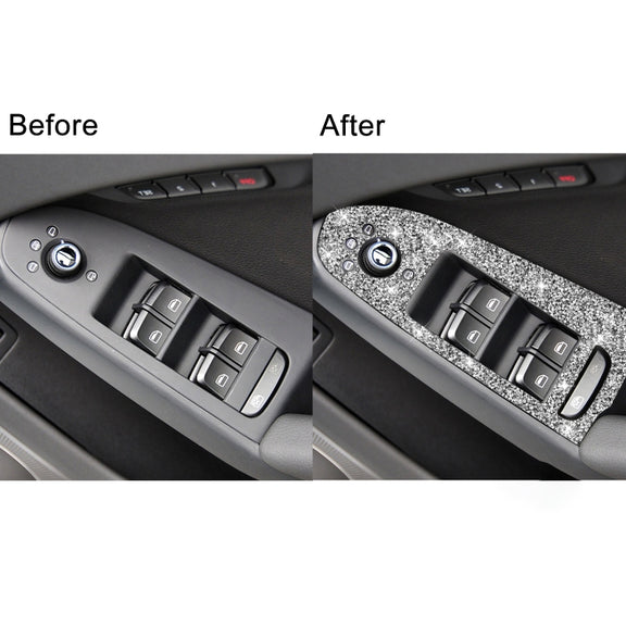 For Audi A4 / A5 / Q5 Car Door Lift Control Panel Diamond Decoration Sticker, Right Drive High Configured