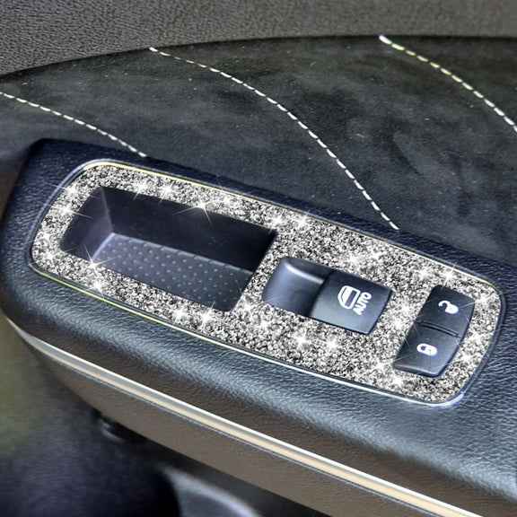 For Dodge Charger 2011-2014 5pcs/Set Car Window Lift Button Diamond Decorative Sticker, Left-hand Drive