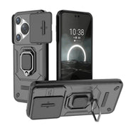 For Huawei Pura 70 Sliding Camshield TPU + PC Shockproof Phone Case with Holder(Black)