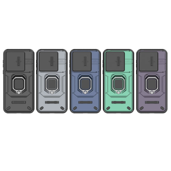 For Huawei Pura 70 Sliding Camshield TPU + PC Shockproof Phone Case with Holder(Blue)