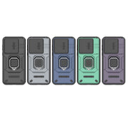 For Huawei Pura 70 Sliding Camshield TPU + PC Shockproof Phone Case with Holder(Green)