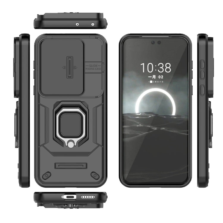 For Huawei Pura 70 Pro / Pura 70 Pro+ Sliding Camshield TPU + PC Shockproof Phone Case with Holder(Black)