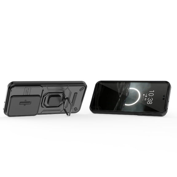 For Huawei Pura 70 Pro / Pura 70 Pro+ Sliding Camshield TPU + PC Shockproof Phone Case with Holder(Black)