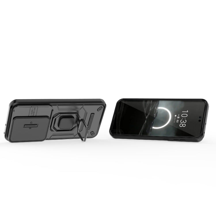 For Huawei Pura 70 Pro / Pura 70 Pro+ Sliding Camshield TPU + PC Shockproof Phone Case with Holder(Black)