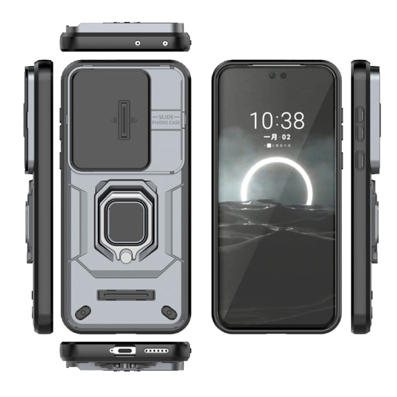 For Huawei Pura 70 Pro / Pura 70 Pro+ Sliding Camshield TPU + PC Shockproof Phone Case with Holder(Grey)