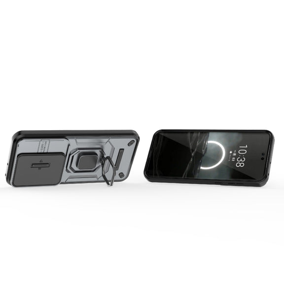 For Huawei Pura 70 Pro / Pura 70 Pro+ Sliding Camshield TPU + PC Shockproof Phone Case with Holder(Grey)