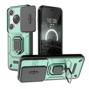 For Huawei Pura 70 Pro / Pura 70 Pro+ Sliding Camshield TPU + PC Shockproof Phone Case with Holder(Green)