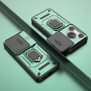 For Huawei Pura 70 Pro / Pura 70 Pro+ Sliding Camshield TPU + PC Shockproof Phone Case with Holder(Green)