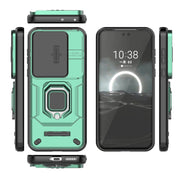 For Huawei Pura 70 Pro / Pura 70 Pro+ Sliding Camshield TPU + PC Shockproof Phone Case with Holder(Green)