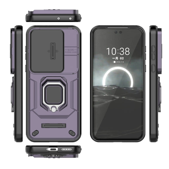 For Huawei Pura 70 Pro / Pura 70 Pro+ Sliding Camshield TPU + PC Shockproof Phone Case with Holder(Purple)