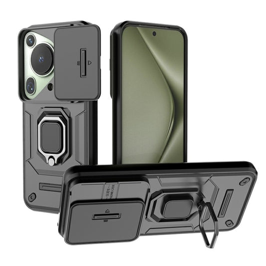 For Huawei Pura 70 Ultra Sliding Camshield TPU + PC Shockproof Phone Case with Holder(Black) - free shipping - PMC Jewellery - Order now!