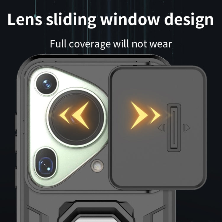 For Huawei Pura 70 Ultra Sliding Camshield TPU + PC Shockproof Phone Case with Holder(Black) - free shipping - PMC Jewellery - Order now!