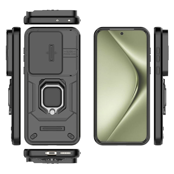 For Huawei Pura 70 Ultra Sliding Camshield TPU + PC Shockproof Phone Case with Holder(Blue)
