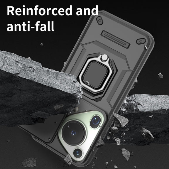 For Huawei Pura 70 Ultra Sliding Camshield TPU + PC Shockproof Phone Case with Holder(Blue)