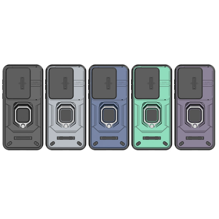 For Huawei Pura 70 Ultra Sliding Camshield TPU + PC Shockproof Phone Case with Holder(Blue)