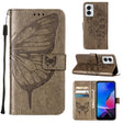 For Motorola Moto G Play 4G 2024 Embossed Butterfly Leather Phone Case(Grey) - Motorola Cases by PMC Jewellery | Online Shopping South Africa | PMC Jewellery | Buy Now Pay Later Mobicred