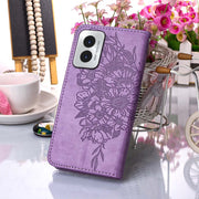 For Motorola Moto G Play 4G 2024 Embossed Butterfly Leather Phone Case(Purple)