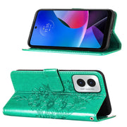 For Motorola Moto G Play 4G 2024 Embossed Butterfly Leather Phone Case(Green)