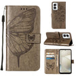 For Motorola Moto G Power 5G 2024 Embossed Butterfly Leather Phone Case(Grey) - Motorola Cases by PMC Jewellery | Online Shopping South Africa | PMC Jewellery | Buy Now Pay Later Mobicred