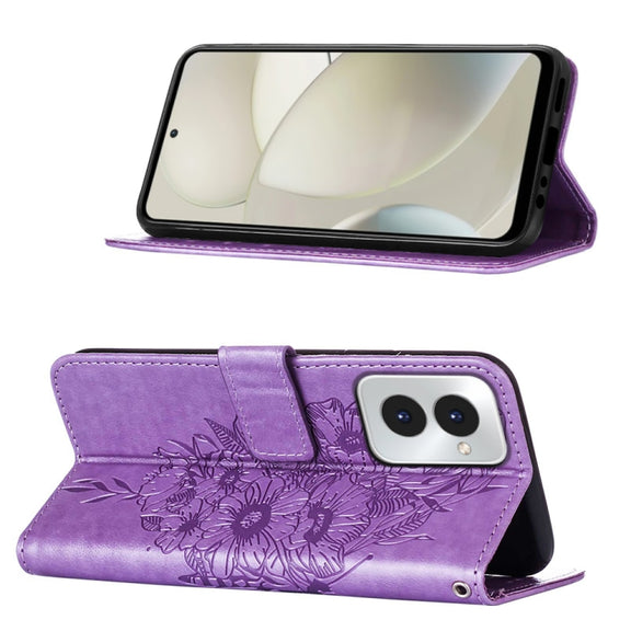 For Motorola Moto G Power 5G 2024 Embossed Butterfly Leather Phone Case(Purple)