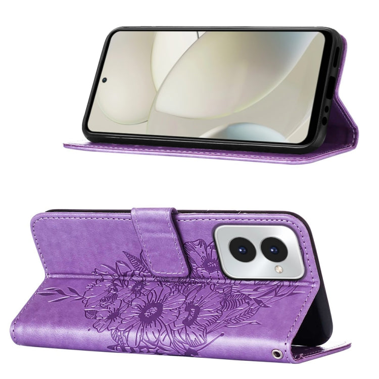 For Motorola Moto G Power 5G 2024 Embossed Butterfly Leather Phone Case(Purple)