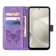 For Motorola Moto G Power 5G 2024 Embossed Butterfly Leather Phone Case(Purple)