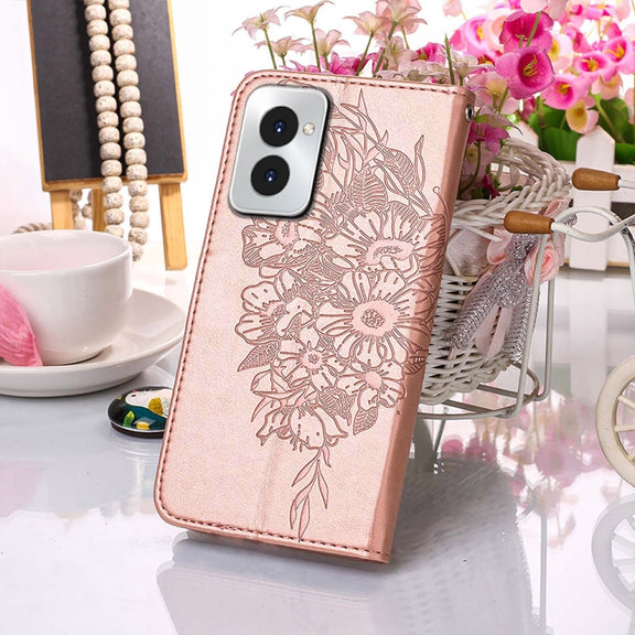 For Motorola Moto G Power 5G 2024 Embossed Butterfly Leather Phone Case(Rose Gold)