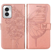 For Motorola Moto G Power 5G 2024 Embossed Butterfly Leather Phone Case(Rose Gold)
