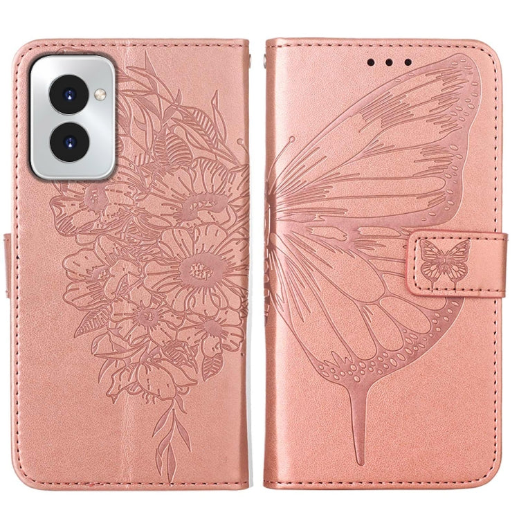 For Motorola Moto G Power 5G 2024 Embossed Butterfly Leather Phone Case(Rose Gold)