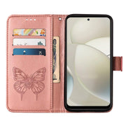 For Motorola Moto G Power 5G 2024 Embossed Butterfly Leather Phone Case(Rose Gold)