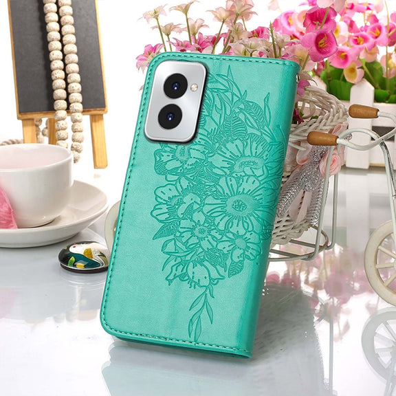 For Motorola Moto G Power 5G 2024 Embossed Butterfly Leather Phone Case(Green)