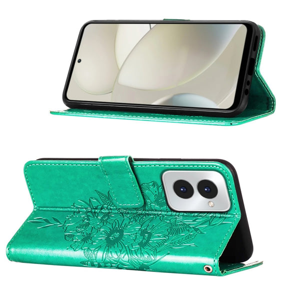 For Motorola Moto G Power 5G 2024 Embossed Butterfly Leather Phone Case(Green)