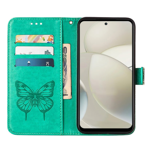 For Motorola Moto G Power 5G 2024 Embossed Butterfly Leather Phone Case(Green)