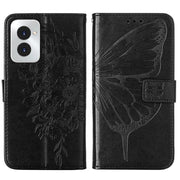 For Motorola Moto G Power 5G 2024 Embossed Butterfly Leather Phone Case(Black)