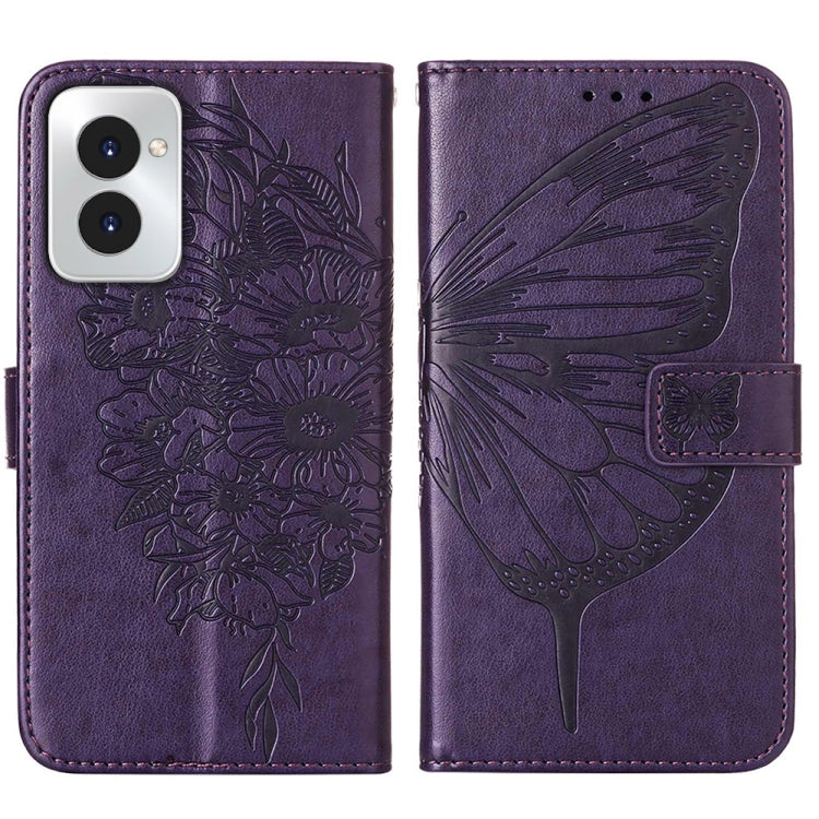 For Motorola Moto G Power 5G 2024 Embossed Butterfly Leather Phone Case(Dark Purple) - Motorola Cases by PMC Jewellery | Online Shopping South Africa | PMC Jewellery | Buy Now Pay Later Mobicred