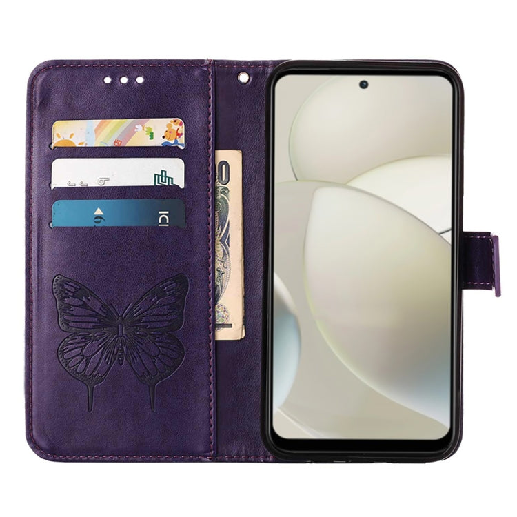 For Motorola Moto G Power 5G 2024 Embossed Butterfly Leather Phone Case(Dark Purple)