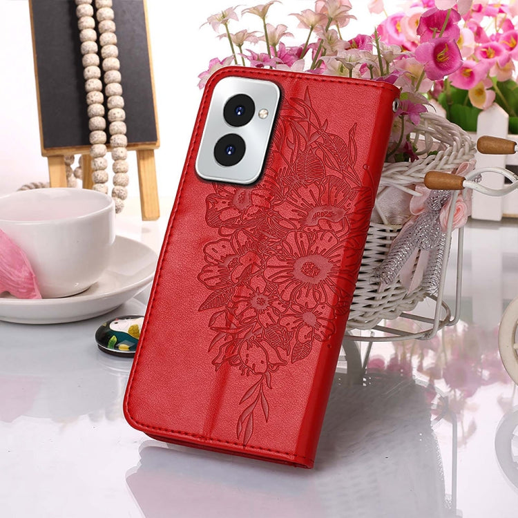 For Motorola Moto G Power 5G 2024 Embossed Butterfly Leather Phone Case(Red) - Motorola Cases by PMC Jewellery | Online Shopping South Africa | PMC Jewellery | Buy Now Pay Later Mobicred