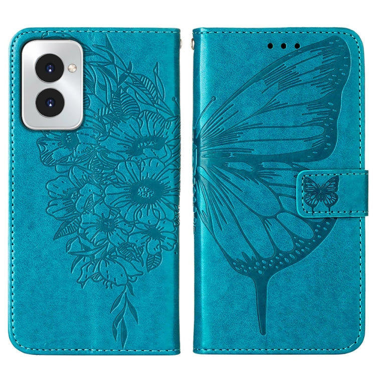 For Motorola Moto G Power 5G 2024 Embossed Butterfly Leather Phone Case(Blue) - Motorola Cases by PMC Jewellery | Online Shopping South Africa | PMC Jewellery | Buy Now Pay Later Mobicred