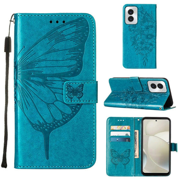 For Motorola Moto G Power 5G 2024 Embossed Butterfly Leather Phone Case(Blue)