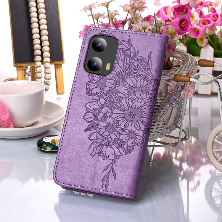 For Motorola Moto G Play 5G 2024 Embossed Butterfly Leather Phone Case(Purple) - free shipping - PMC Jewellery - Order now!