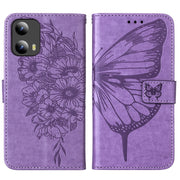 For Motorola Moto G Play 5G 2024 Embossed Butterfly Leather Phone Case(Purple)