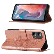 For Motorola Moto G Play 5G 2024 Embossed Butterfly Leather Phone Case(Rose Gold)