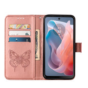 For Motorola Moto G Play 5G 2024 Embossed Butterfly Leather Phone Case(Rose Gold)