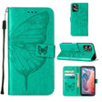 For Motorola Moto G Play 5G 2024 Embossed Butterfly Leather Phone Case(Green) - Motorola Cases by PMC Jewellery | Online Shopping South Africa | PMC Jewellery | Buy Now Pay Later Mobicred